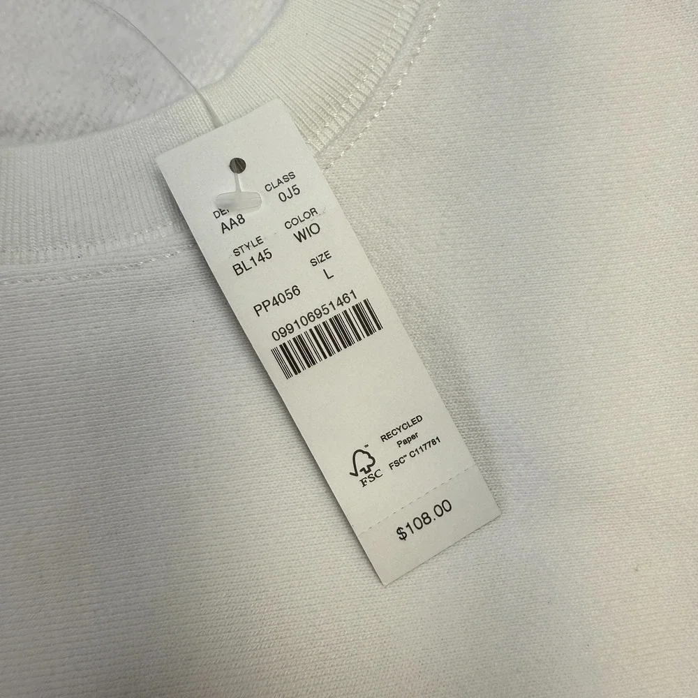 J Crew Sweatshirt Mens Large White Heritage Oarsman Graphic 14 Oz Fleece NEW